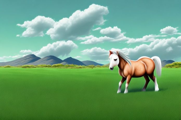 A connemara pony in a landscape setting