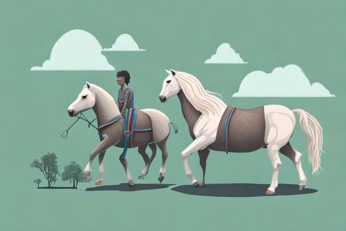 A connemara pony and its rider in a polokwane landscape