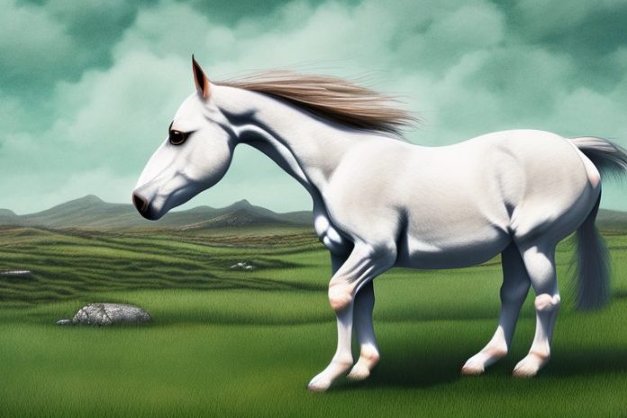 A connemara pony horse in a rural landscape in musina