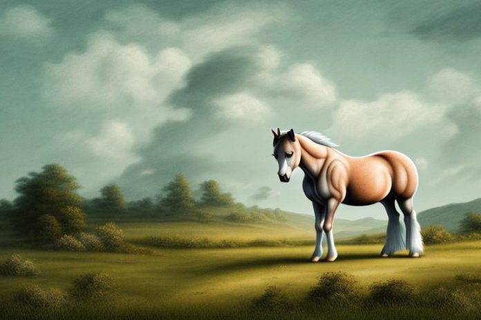 A connemara pony horse in a rural landscape near louis trichardt