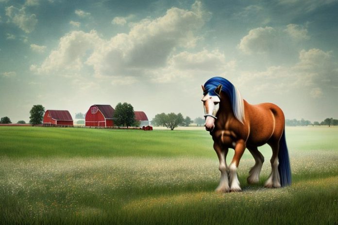 An american belgian draft horse in a rural setting