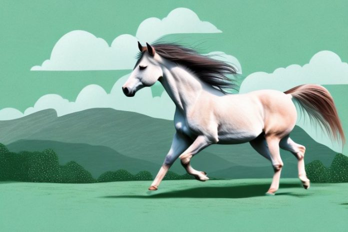 A connemara pony horse galloping through a scenic landscape in hartswater