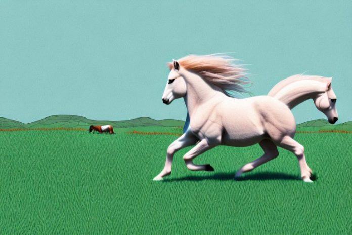 A connemara pony galloping through a field in warrenton