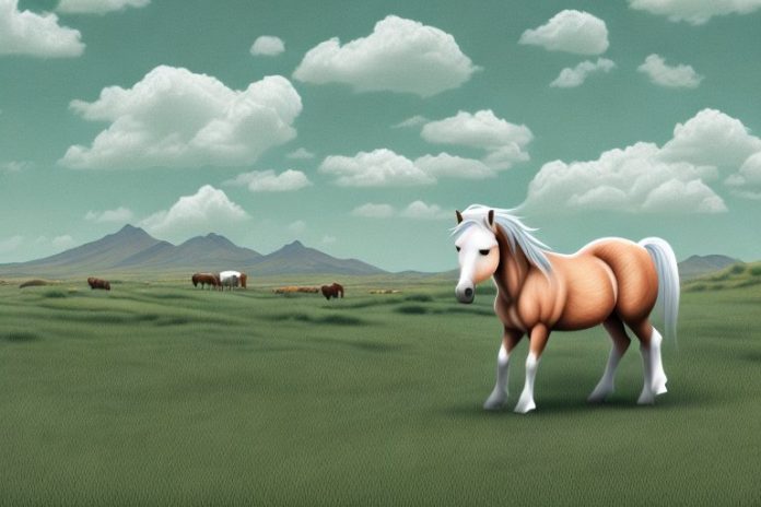 A connemara pony in a rural landscape in mafikeng