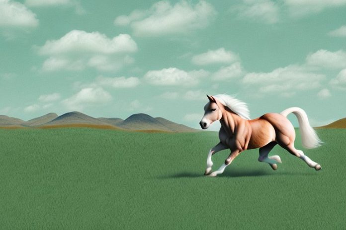 A connemara pony galloping through a rural landscape in vryburg