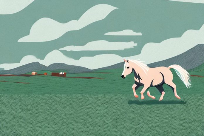A connemara pony galloping through a rural landscape in somerset west