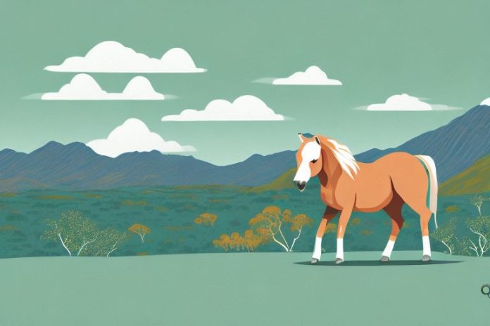 A connemara pony in a scenic landscape of oudtshoorn