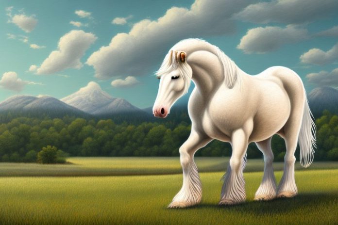 An american cream draft horse in a rural setting