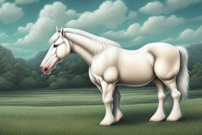 An american cream draft horse in a rural landscape in tongaat