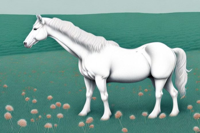 An american cream draft horse in a field in bloemfontein