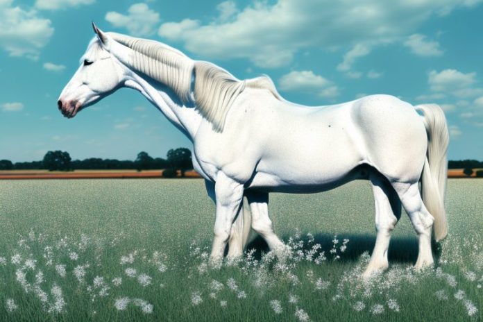 An american cream draft horse in a field in sasolburg