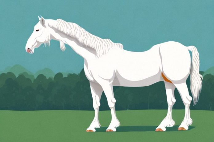 An american cream draft horse in a virginia landscape