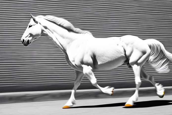 An american cream draft horse galloping through the streets of soweto