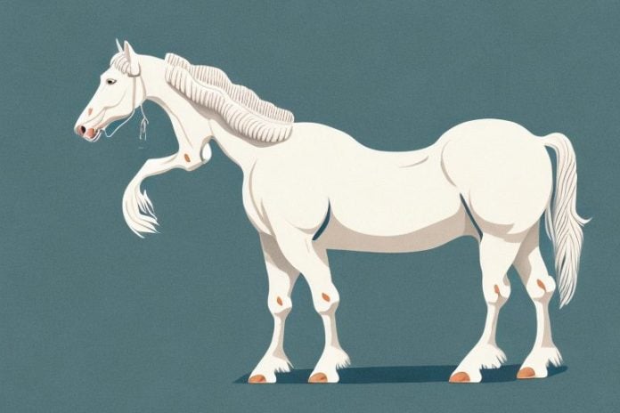 An american cream draft horse in a rural setting