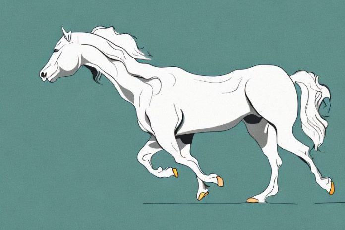 An american cream draft horse galloping through a landscape in limpopo