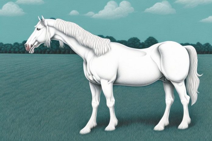 An american cream draft horse in a field in modimolle