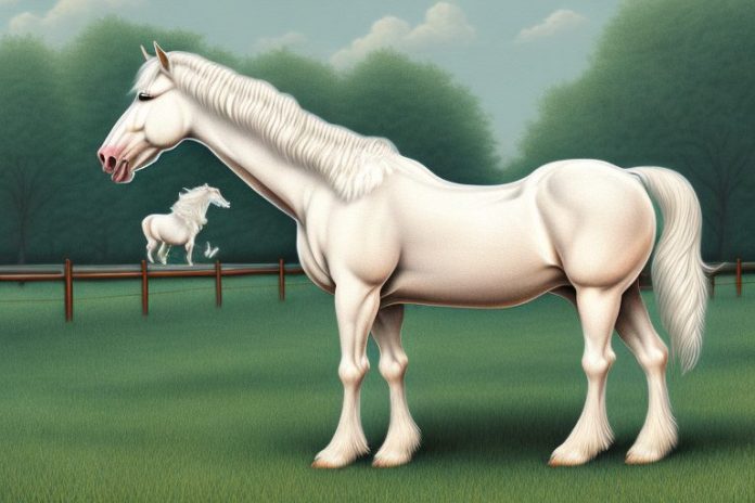 An american cream draft horse in a rural setting