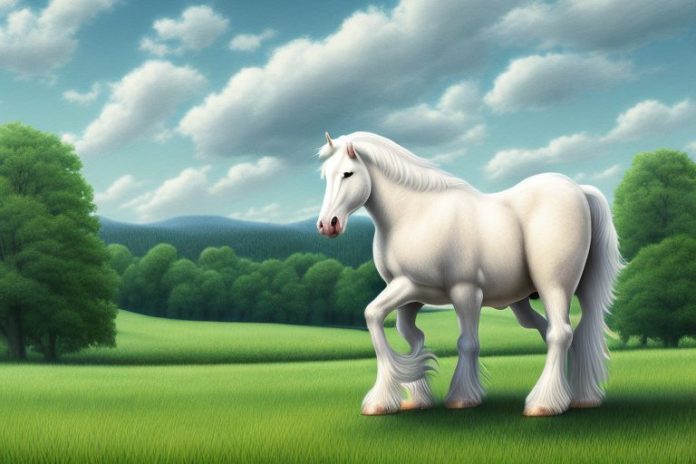 An american cream draft horse in a rural setting