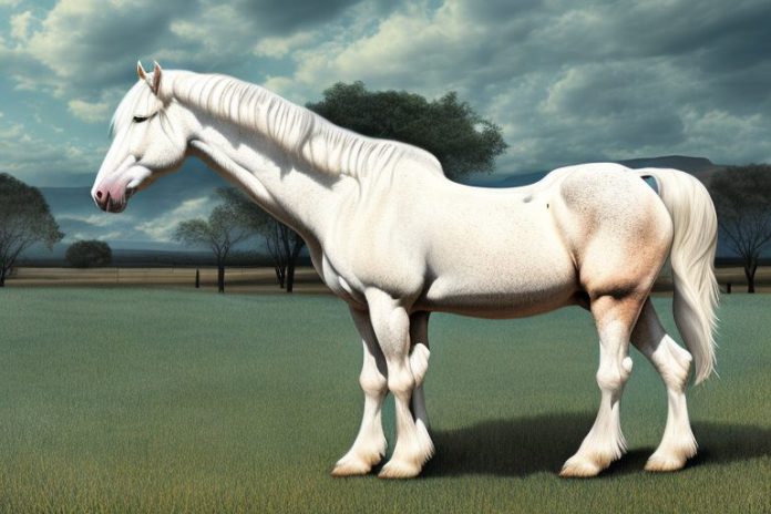 An american cream draft horse in a rural setting in the western cape