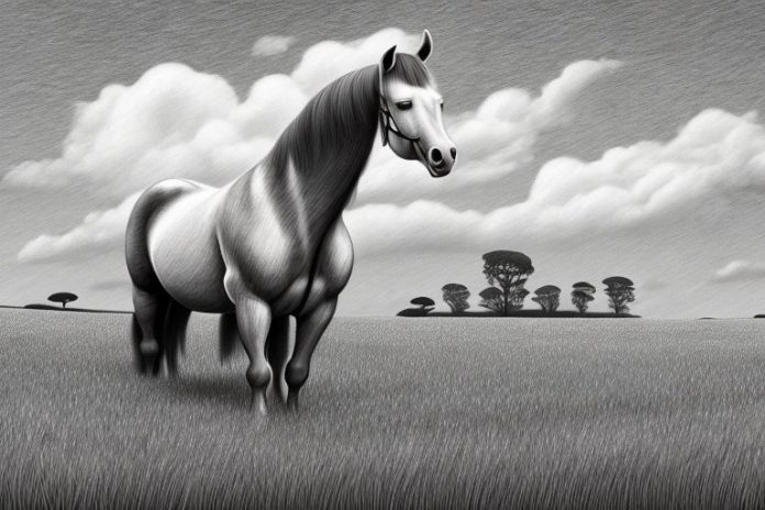 An irish draught horse in a field in durban