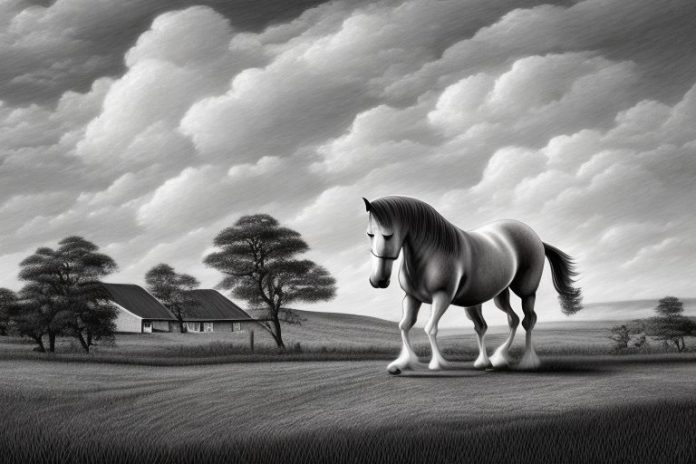 An irish draught horse in a rural landscape in pietermaritzburg