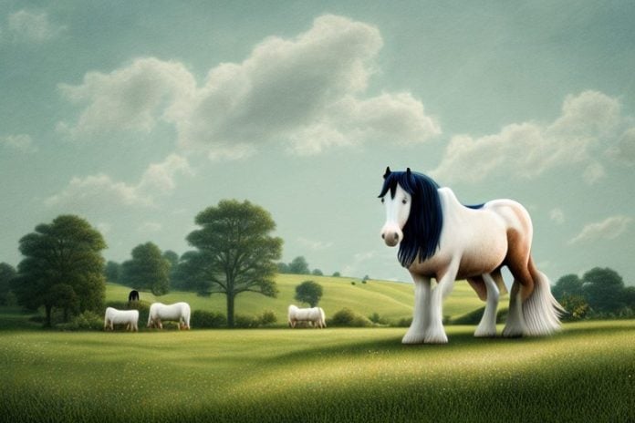 A shire horse in a rural landscape in tongaat