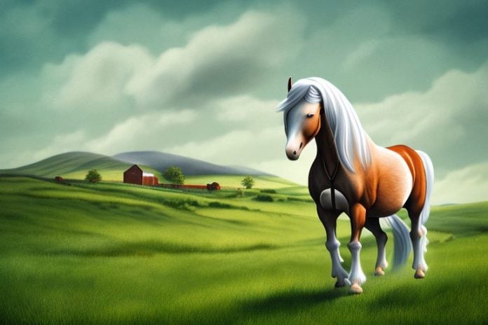 An irish draught horse in a rural setting