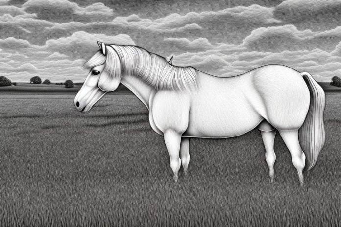 An irish draught horse in a field in westville