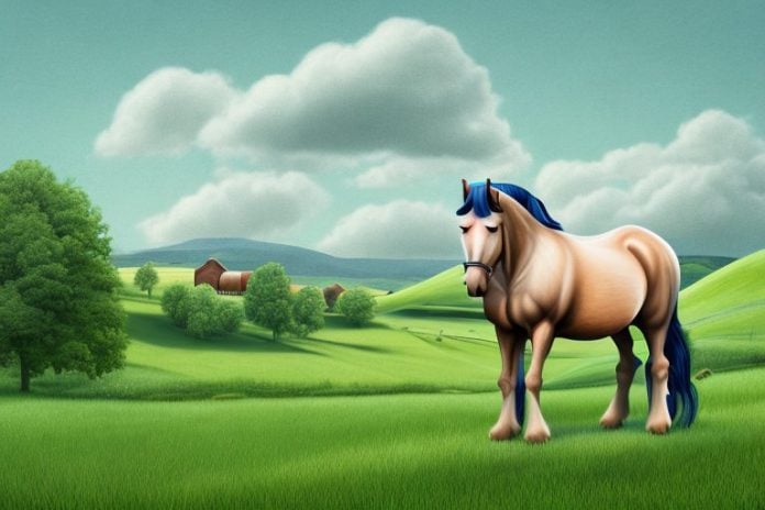 An irish draught horse in a rural setting