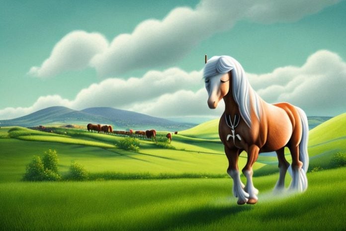 An irish draught horse in a rural setting