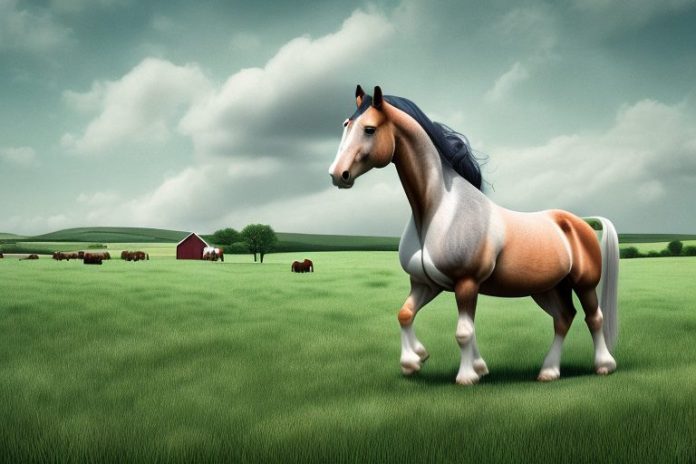 An irish draught horse in a rural setting