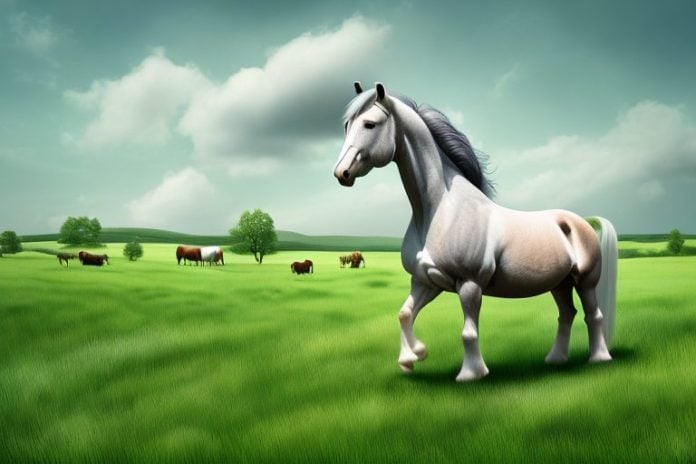 An irish draught horse in a rural setting