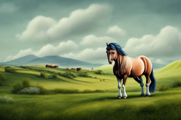 An irish draught horse in a rural setting