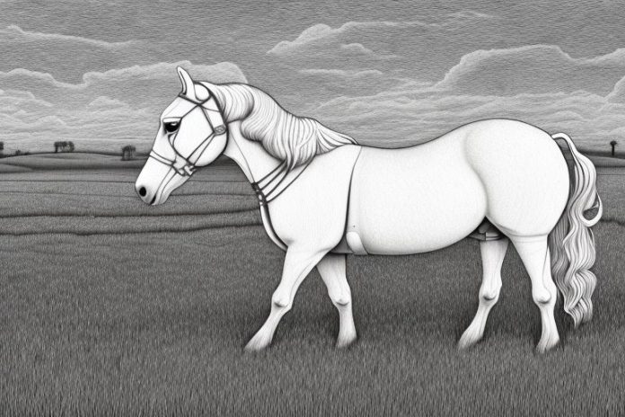 An irish draught horse in a field in butterworth