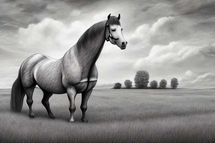 An irish draught horse in a field in sasolburg