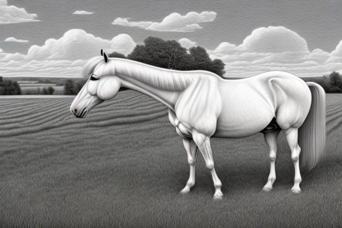 An irish draught horse in a rural virginia landscape