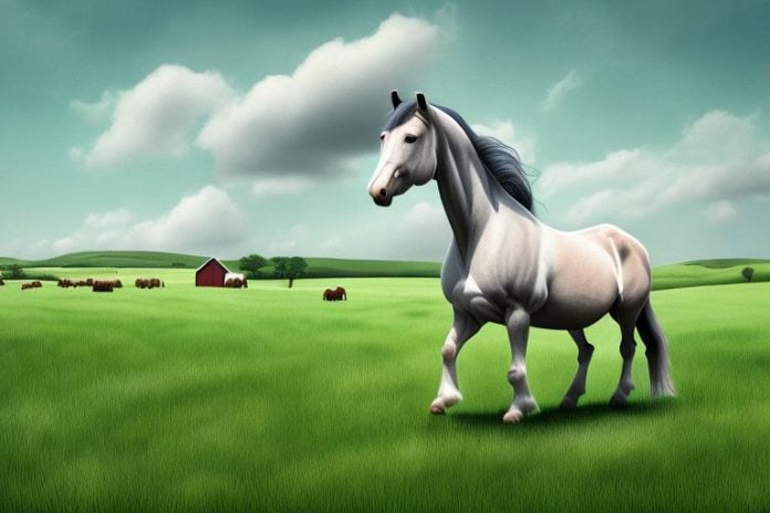 An irish draught horse in a rural setting