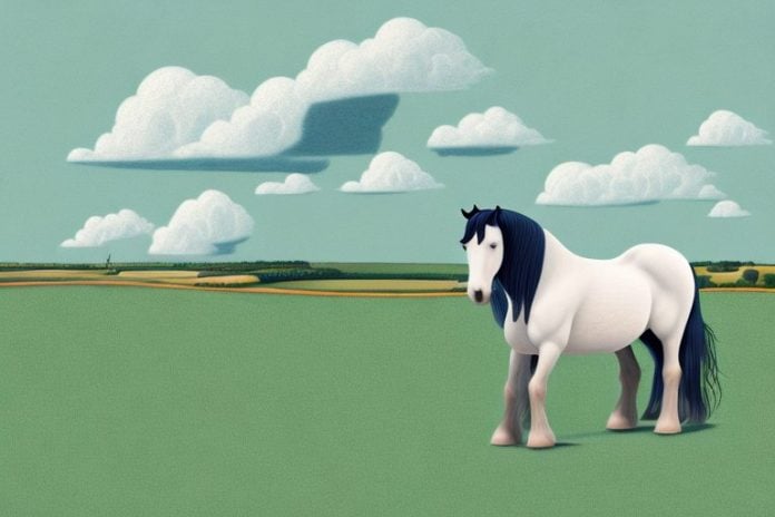 A shire horse in a margate landscape