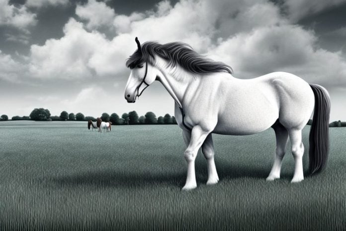 An irish draught horse in a rural setting
