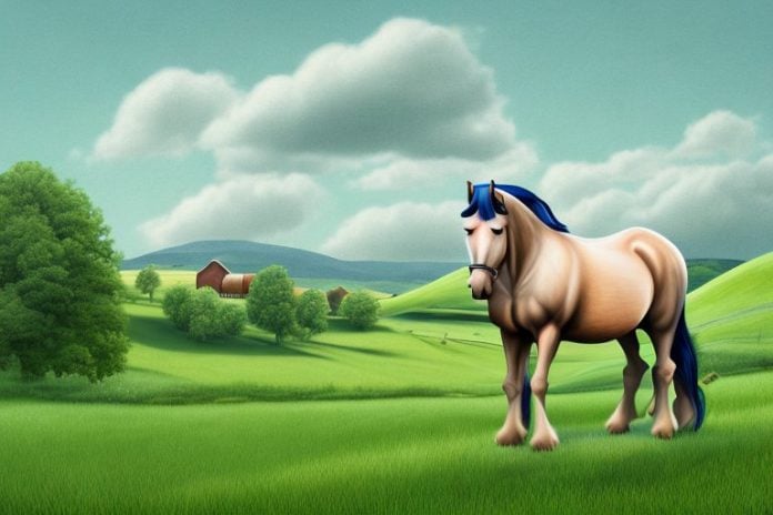 An irish draught horse in a rural setting
