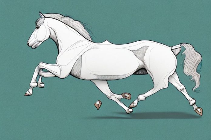 An irish draught horse in motion
