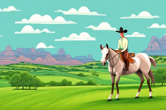 A horse and rider in the countryside