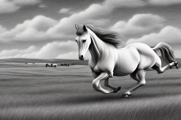 An irish draught horse galloping through a rural landscape in lebowakgomo