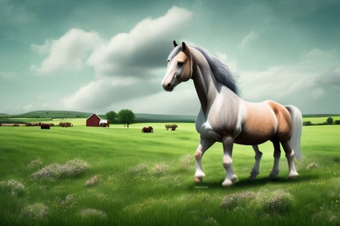 An irish draught horse in a rural setting