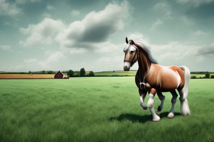 An irish draught horse in a rural setting