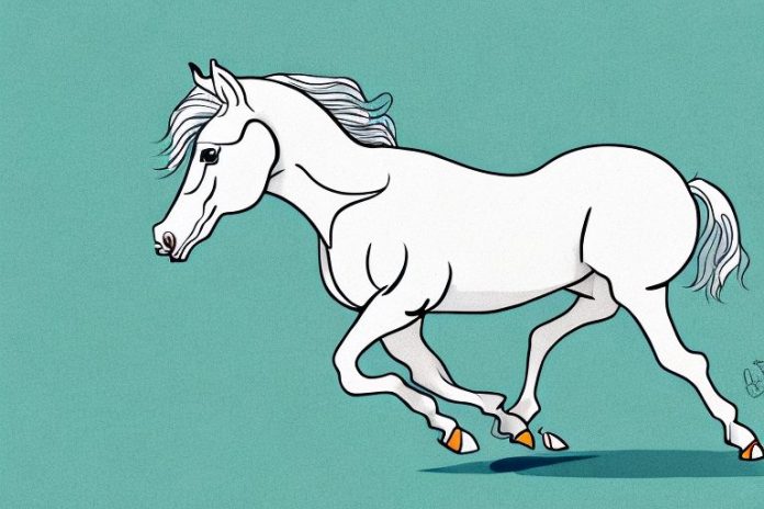 An irish draught horse galloping through a white river