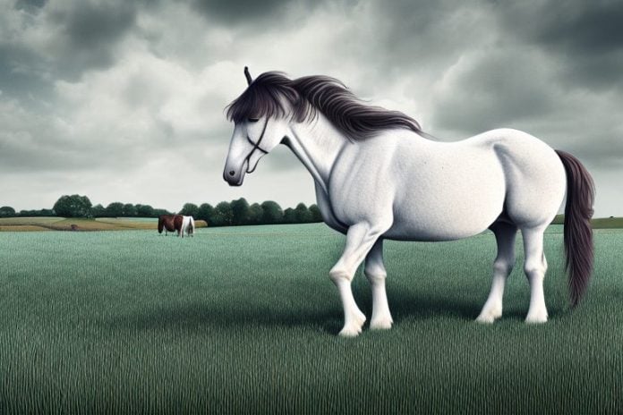 An irish draught horse in a rural setting