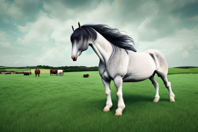 An irish draught horse in a rural setting