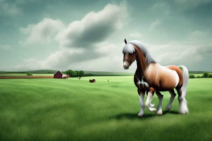 An irish draught horse in a rural setting