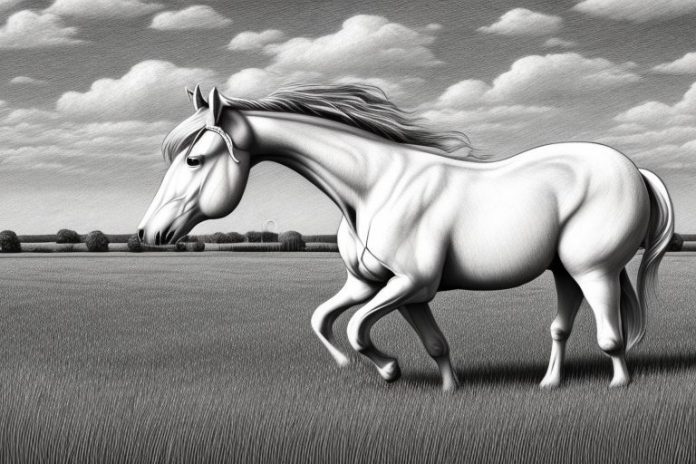 An irish draught horse in a field in lichtenburg
